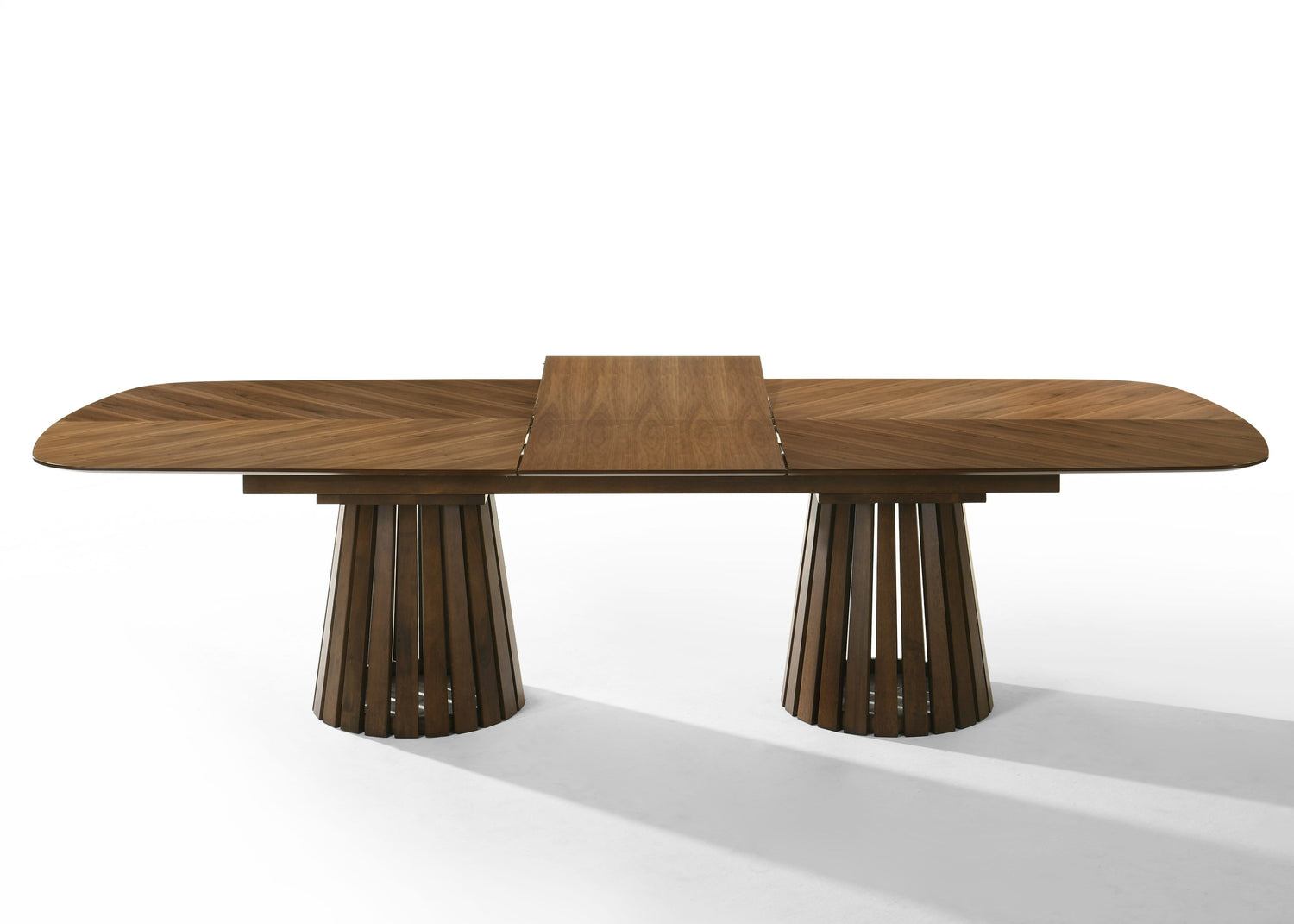 Truman - Mid-Century Modern Walnut Extendable Dining Table + 8 Chairs Set - View Image 1