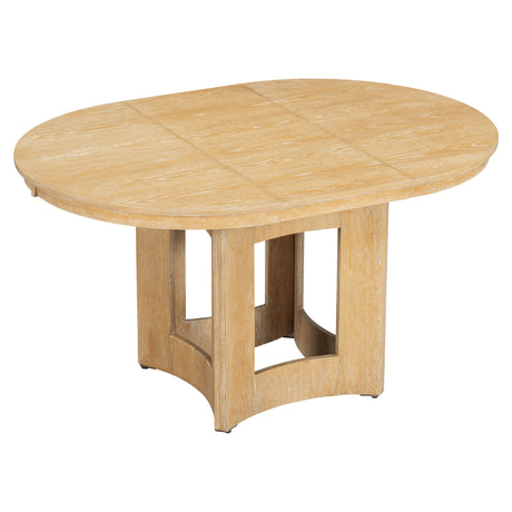 TOPMAX Farmhouse Extendable Round Dining Table Set for 4, 5-Piece Kitchen Table Set with 4 Upholstered Chairs and 16inch Removable Leaf for Small Places, Natural+Beige - sold by Home Elegance USA