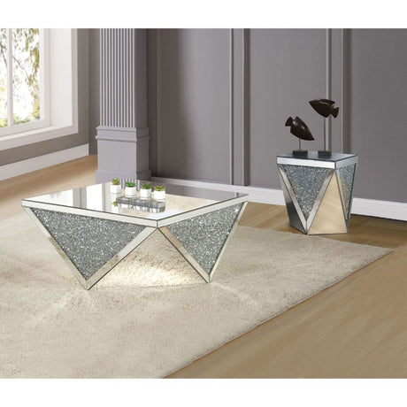 Acme - Noralie Coffee Table 82770 Mirrored & Faux Diamonds