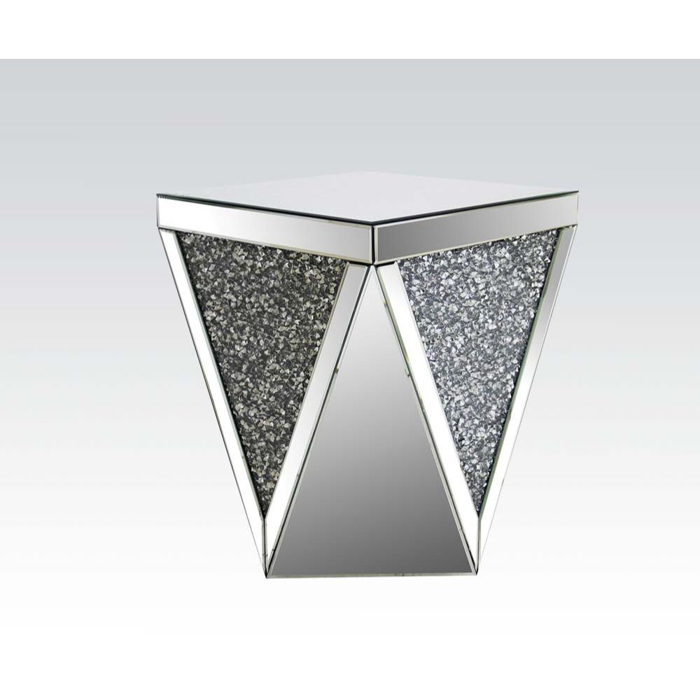 Acme - Noralie End Table 82772 Mirrored & Faux Diamonds
