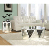 Acme - Nysa Coffee Table 82775 Mirrored & Faux Crystals