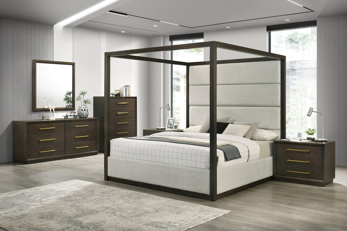 Queen Manhattan - Contemporary Canopy Cherry Bedroom Set - View Image 1