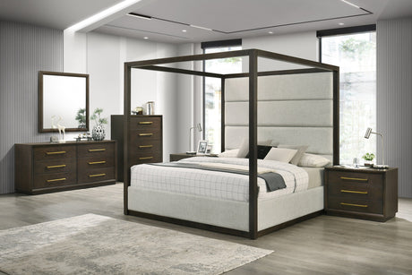 Eastern King Manhattan - Contemporary Canopy Cherry Bedroom Set - View Image 1