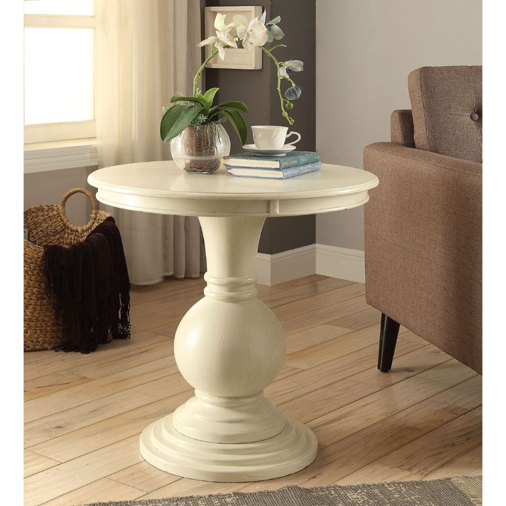 Acme - Alyx Accent Table 82818 Antique White Finish
