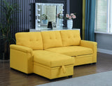 Lucca Yellow Linen Reversible Sleeper Sectional Sofa with Storage Chaise - Home Elegance USA