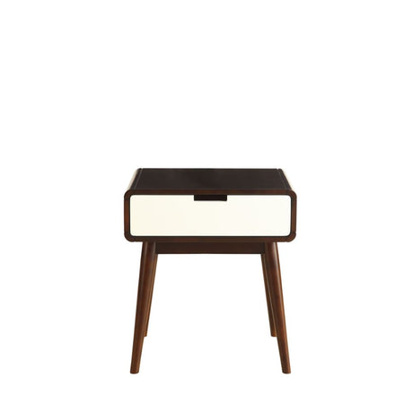 Acme - Christa End Table W/USB 82852 White & Espresso Finish