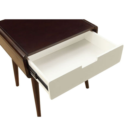 Acme - Christa End Table W/USB 82852 White & Espresso Finish