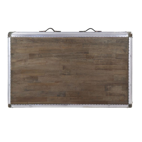 Brancaster Coffee Table 82855 Antique Oak & Aluminum | Acme | Home Elegance USA
