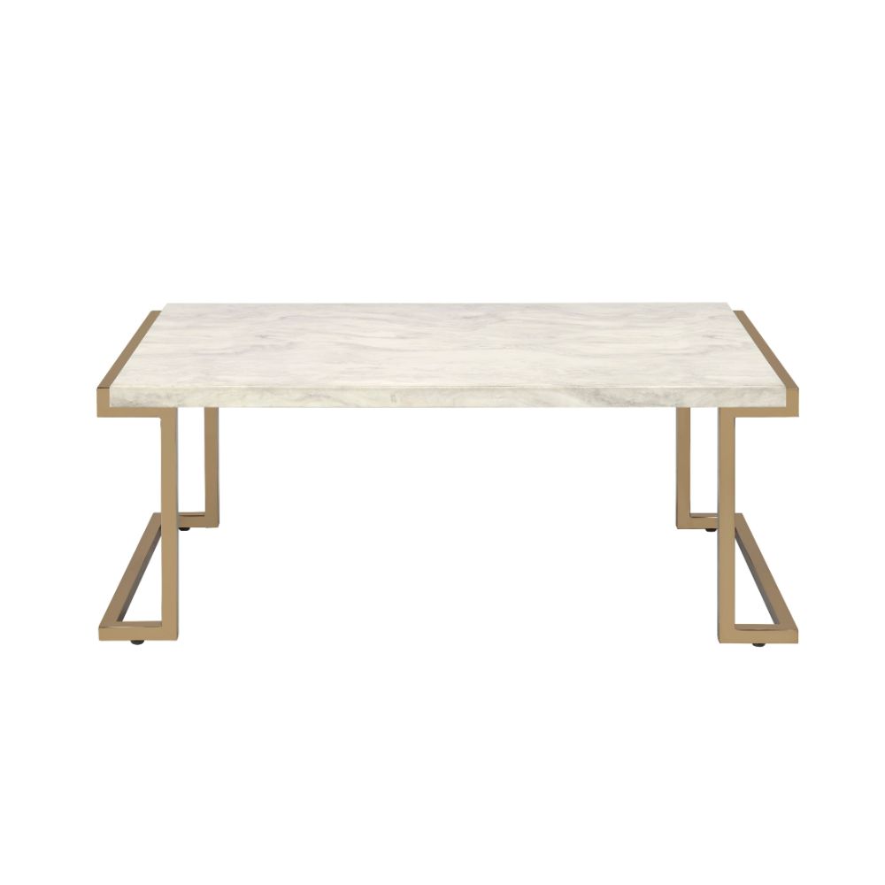 Boice II Coffee Table 82870 Faux Marble Top & Champagne Finish | Acme - 82870 - Home Elegance USA - 2