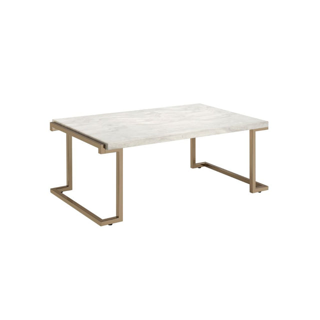 Boice II Coffee Table 82870 Faux Marble Top & Champagne Finish | Acme - 82870 - Home Elegance USA - 1