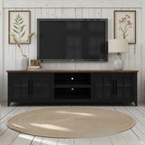 Providence 96 inch TV Stand Console, For TVs up to 100 inches, No Assembly Required, Black and Bourbon Finish