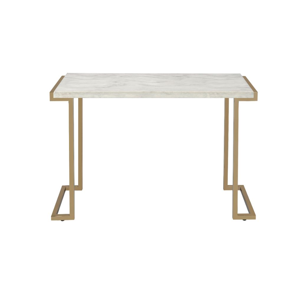 Acme - Boice II Sofa Table 82873 Faux Marble Top & Champagne Finish