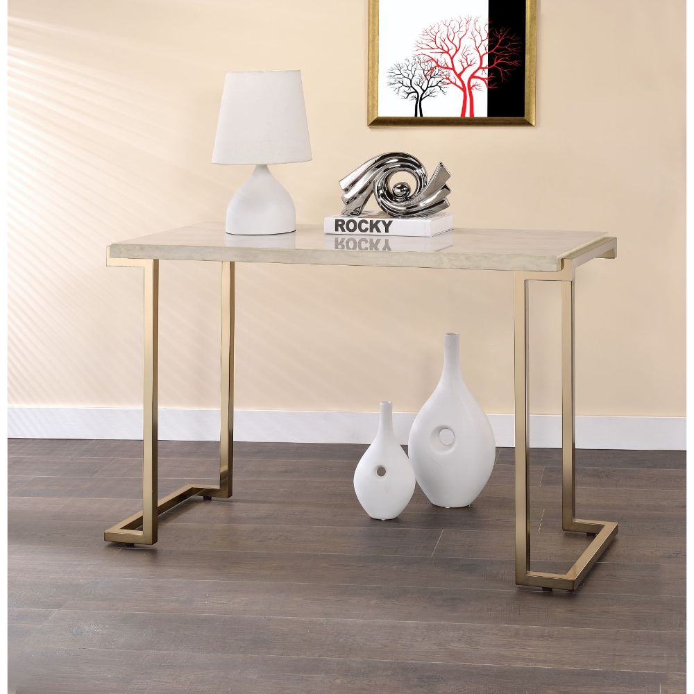 Acme - Boice II Sofa Table 82873 Faux Marble Top & Champagne Finish