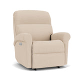 Davis Traditional Leather Power Recliner, Power Headrest | Flexsteel