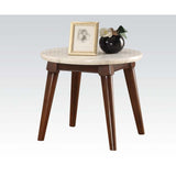 Acme - Gasha End Table 82892 White Marble Top & Walnut Finish