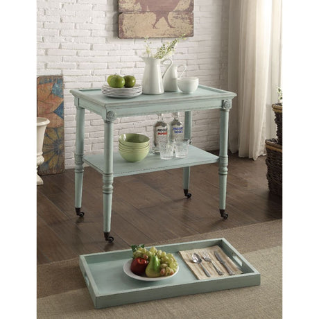 Acme - Frisco Serving Cart 82907 Antique Green Finish