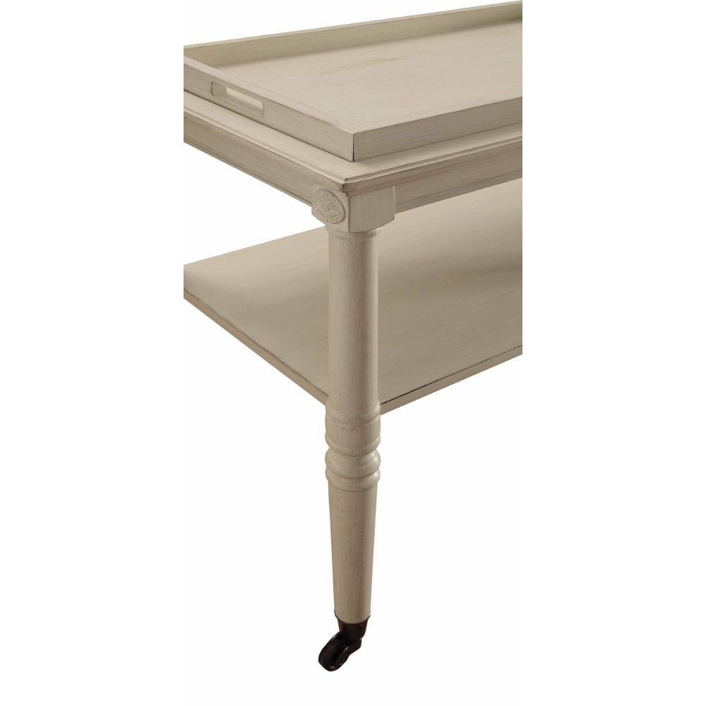 Acme - Frisco Serving Cart 82908 Antique White Finish