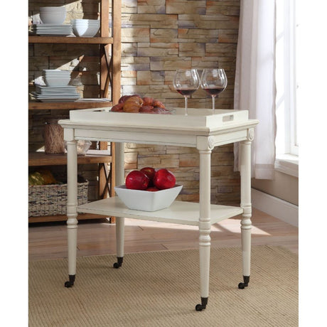 Acme - Frisco Serving Cart 82908 Antique White Finish