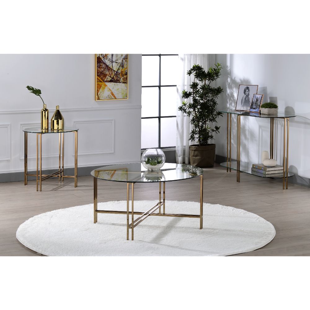 Acme - Veises Coffee Table 82995 Champagne Finish