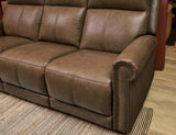 Alexander Power Reclining Sofa With Console, Power Headrest & Lumbar - Khaki Brown | Flexsteel