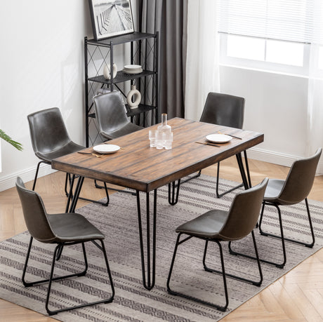 Aryven Industrial 7-Piece Dining Set, Antique Gray - sold by Home Elegance USA