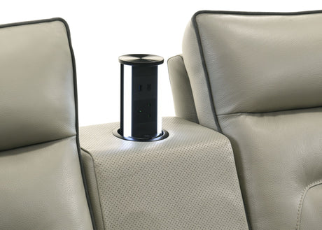 Jayke Top Grain Leather Match Power Motion Sectional Sofa, with Reading Lamp, Cupholder with Lights, Heat& Cooling Function, Wireless Charger with Type A&C Charging Port, Power Switch with USB Port - sold by Home Elegance USA