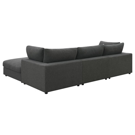 Rhette Charcoal 4-piece Upholstered Sectional with Ottoman - sold by Home Elegance USA