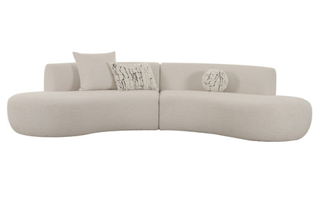 Weldon - Modern Off-White Fabric Curved Sectional Sofa - View Image 1
