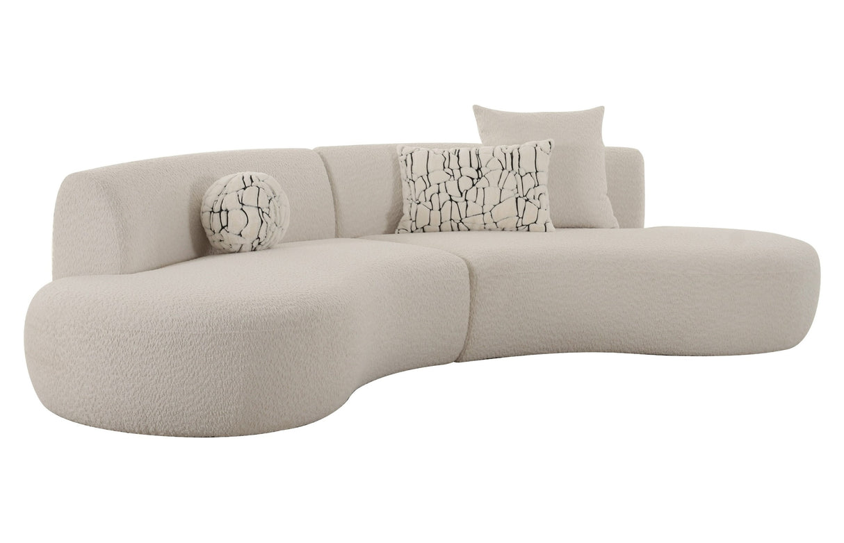 Weldon - Modern Off-White Fabric Curved Sectional Sofa - View Image 1