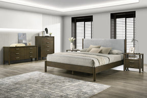 Eastern King Carolina - Modern Grey Fabric + Wenge Bedroom Set - View Image 1