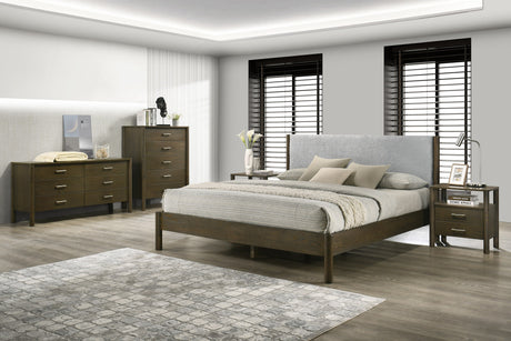 Eastern King Carolina - Modern Grey Fabric + Wenge Bedroom Set - View Image 1