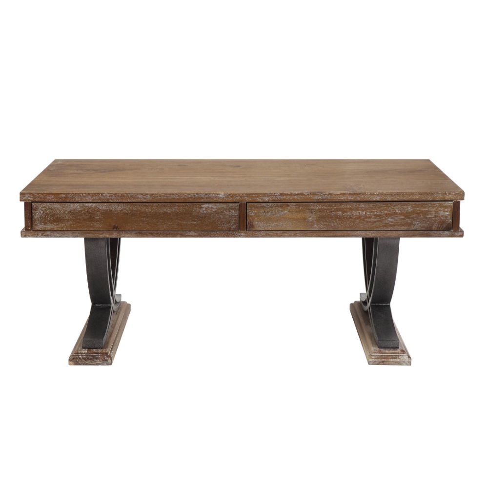 Acme - Pellio Coffee Table 83055 Antique Oak & Black Finish