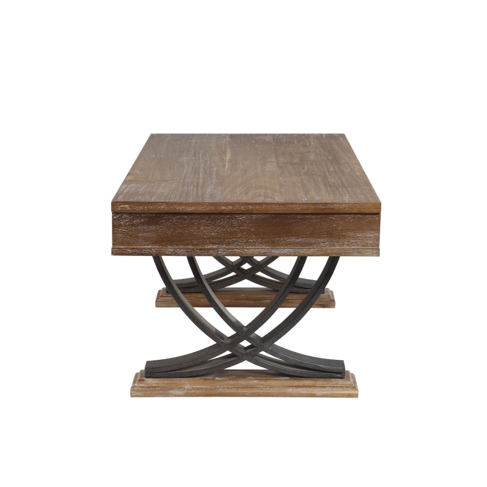 Acme - Pellio Coffee Table 83055 Antique Oak & Black Finish