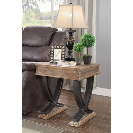 Acme - Pellio End Table 83057 Antique Oak & Black Finish