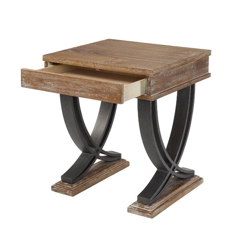 Acme - Pellio End Table 83057 Antique Oak & Black Finish