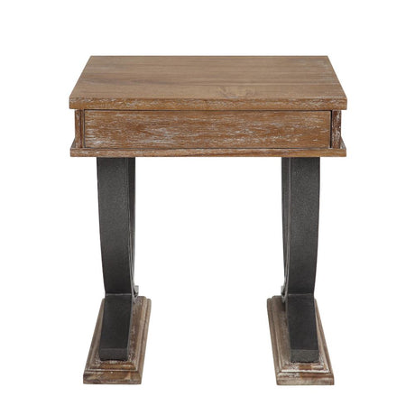 Acme - Pellio End Table 83057 Antique Oak & Black Finish