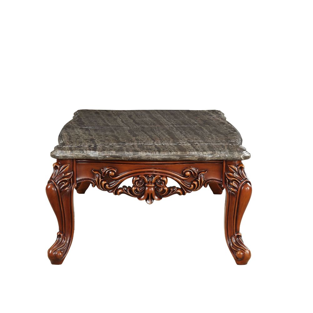 Acme - Eustoma Coffee Table 83065 Marble Top & Walnut Finish