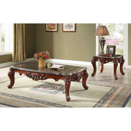 Acme - Eustoma Coffee Table 83065 Marble Top & Walnut Finish