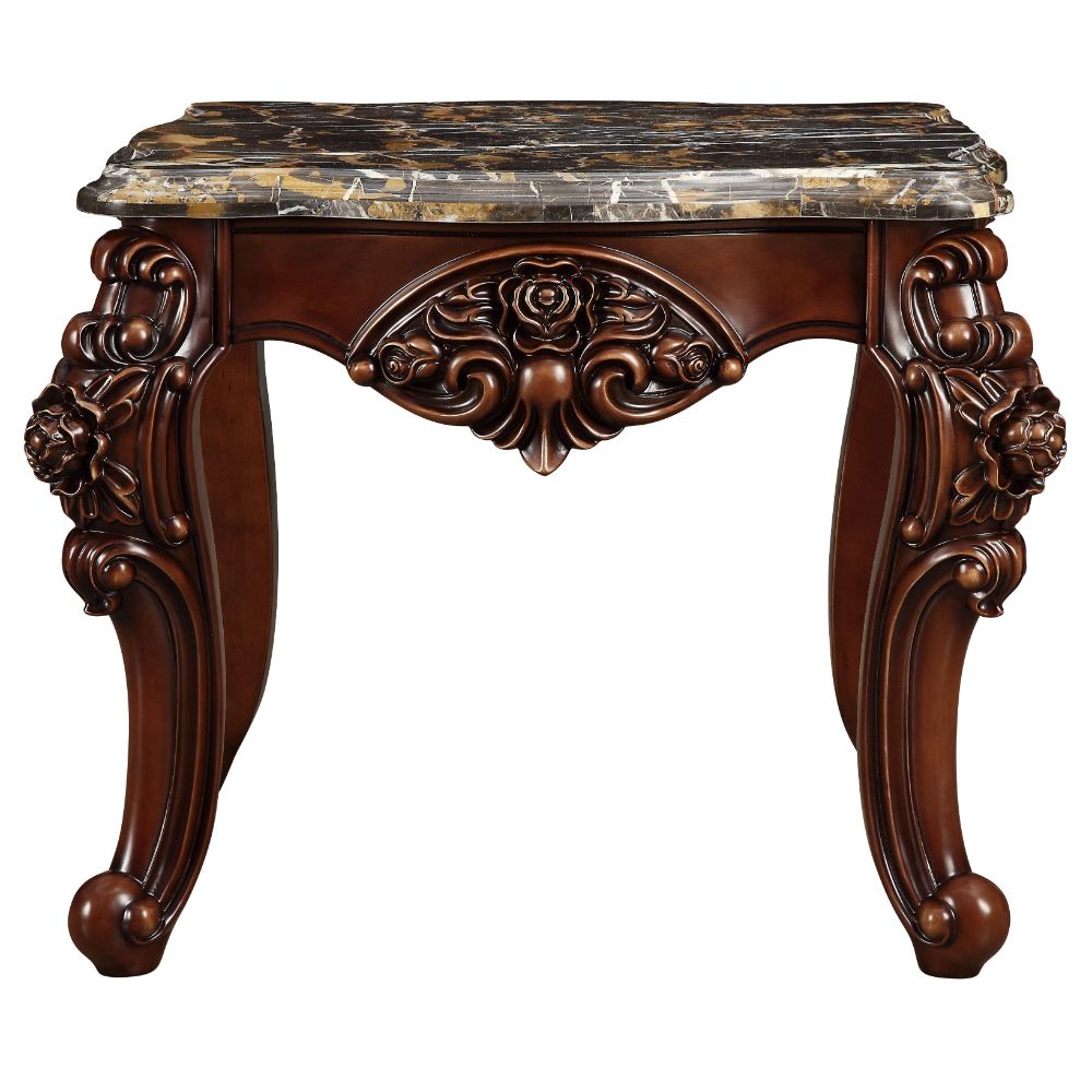 Acme - Forsythia End Table 83072 Marble Top & Walnut Finish