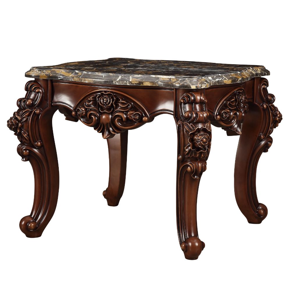 Acme - Forsythia End Table 83072 Marble Top & Walnut Finish