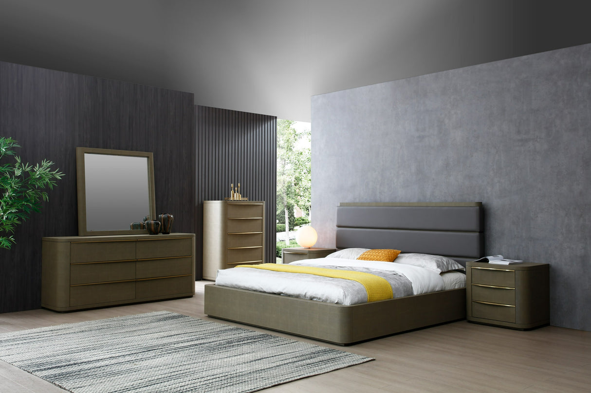 Lois - Modern Beige Shagreen + Brass Chest - View Image 1