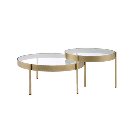 Andover Nesting Table Set 83095 Clear Glass & Gold Finish | Acme - 83095 - Home Elegance USA - 2