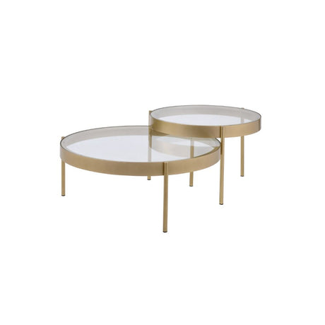 Acme - Andover Nesting Table Set 83095 Clear Glass & Gold Finish