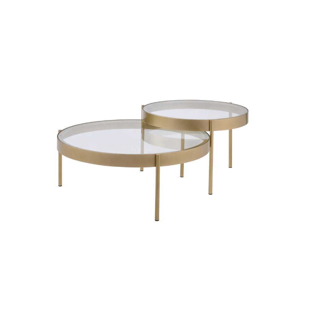 Andover Nesting Table Set 83095 Clear Glass & Gold Finish | Acme - 83095 - Home Elegance USA - 1