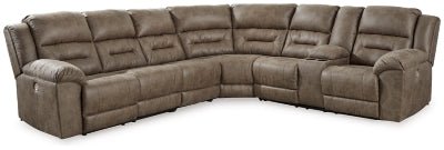 Ashley Fossil Ravenel 83106S4 4 - Piece Power Reclining Sectional - Faux Leather | Home Elegance USA