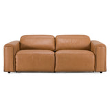 Sandstone - Modern Brown Leather Sofa w/ 2 Electric Recliners - View Image 1