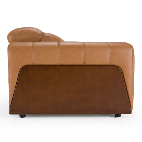Sandstone - Modern Brown Leather Sofa w/ 2 Electric Recliners - View Image 1