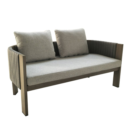 Salvora - Outdoor Beige Fabric & Grey Rope Sofa Set - View Image 1