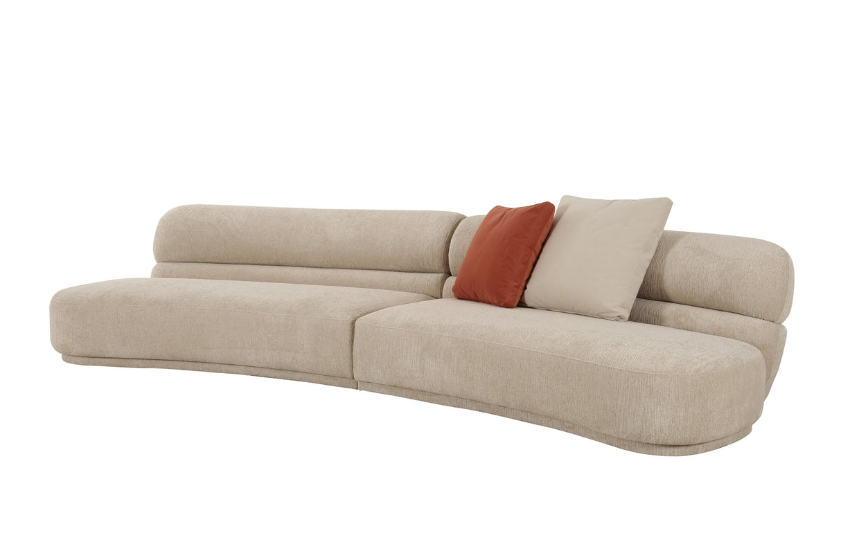 Knight - Modern Beige Fabric Curved Sectional Sofa - View Image 1