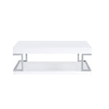 Aspers Coffee Table 83125 White Top & Chrome Finish | Acme - 83125 - Home Elegance USA - 2